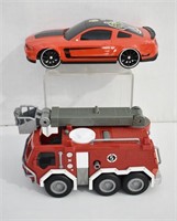 2 pcs Toy Fire Truck & Mustang Car