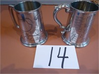 2 Pewter mugs 1  London 1 king and gueens