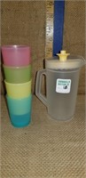 VINTAGE CHILDS TUPPERWARE PITCHER AND GLASSES