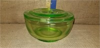 GREEN DEPRESSION BOWL WITH LID