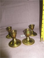 4 Old Weighted Brass Candle Holders (Short)
