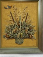 Vintage Dried Flower Arrangement in Picture Frame