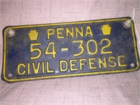 PA Civil Defense License Plate 54-302