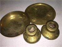 Vintage Solid Brass Candle Holders / Bowl / Plate