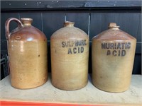 3 X STONEWARE DEMIJOHNS