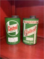 2 X CASTROL IMP QUART MOTOR OIL TINS