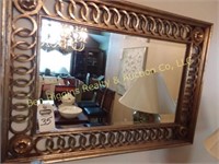 40" X 28" Gold gilded, beveled glass mirror