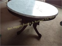 Oval Victorian white marble top table
