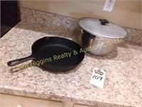 Cast iron skillet & stainless steel bowl