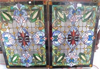 2 Antique Leaded Stained Glass Sun Catcher