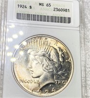 1924 Silver Peace Dollar ANACS - MS65