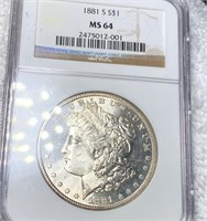 1881-S Morgan Silver Dollar NGC - MS64