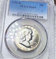 1958-D Franklin Half Dollar PCGS - MS65