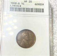 1909-S Lincoln Wheat Penny ANACS - VF20