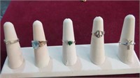 5 .925 STERLING RINGS, VARIOUS SIZES, STYLES