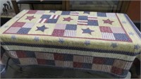 PATRIOTIC RED WHITE BLUE COUNTRY QUILT, QUEEN SIZE
