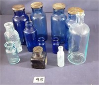 Antique Blue Bottles
