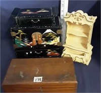 Music/Jewelry Box & Misc Boxes/shelf, etc