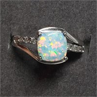 Silver Monalite Diamond Ring