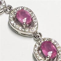 $800 Silver Ruby Diamond Bracelet