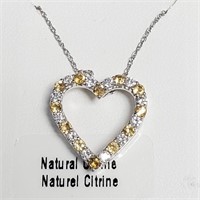 $100 Silver Natrual Citrine 18" Necklace