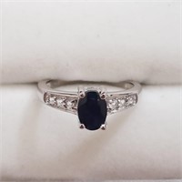 $120 Silver Sapphire CZ Ring