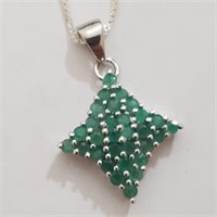 $160 Silver Emerald 38" Necklace