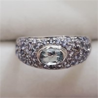 $160 Silver Tanzanite And Blue Topaz Ring