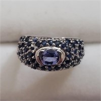 $160 Silver Tanzanite And Sapphire Ring
