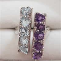 $360 Silver Amethyst And Topaz Ring