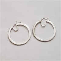$100 Silver Cz Hoop Earrings