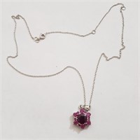 $240 Silver Ruby 20"(3ct) Necklace