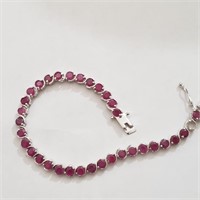 $400 Silver Ruby 7.5" Bracelet
