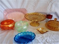 Eight Pieces Vintage Coloured Glass
