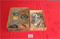 2 Boxes of Belt Buckles & Misc. Watch Parts