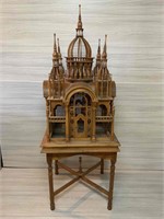 VICTORIAN STYLE CATHEDRAL TIMBER BIRD CAGE