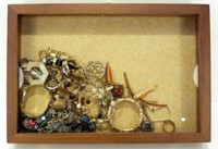 * Lot of Vintage Jewelry in a Display Case