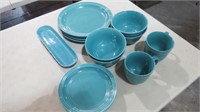 15 PC TURQUOISE DISHES