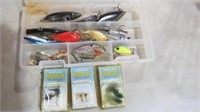 BOX OF FISHING LURES & TACKLE