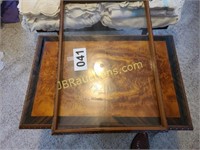 18 X 28 X 18 wooden table / glass top