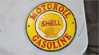 CAST IRON SHELL MOTOR OIL SIGN 8" DIAMETER