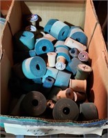 Box of vintage thread spools