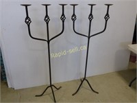 Pair of Matching Wrought Iron Candle Stands
