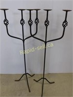 Pair of Matching Wrought Iron Candle Stands