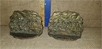 CAST IRON STAGECOACH BOOKENDS