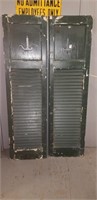 PAIR OF WOODEN SHUTTERS WITH CHAMBER STICK CUTOUTS