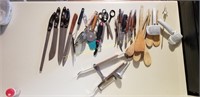 Butcher knives and kitchen utensils