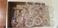 wine glasses and stella artois goblets