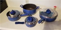 Set of blue pots