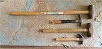 2 sledge hammers, 2 small hammers